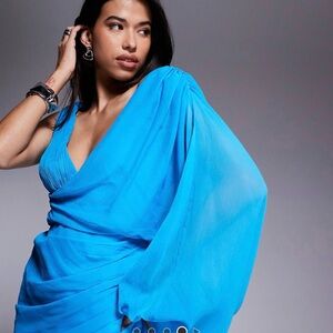 Women’s Bright Blue Draped Maxi Dress